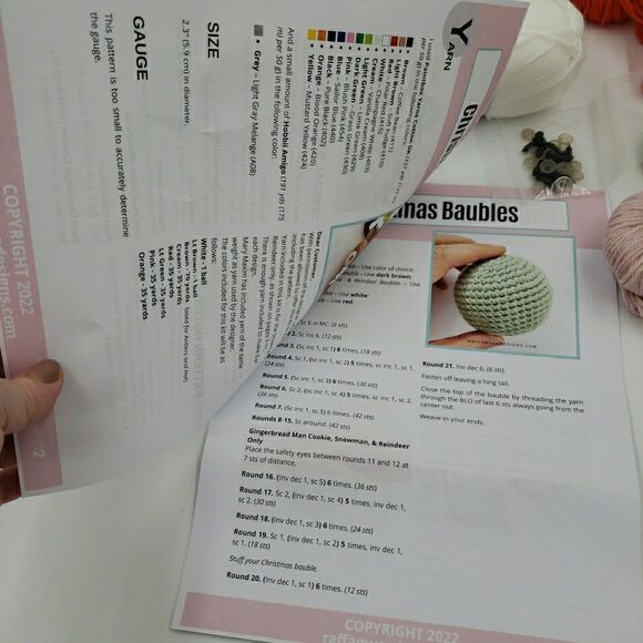 Christmas Crochet Kit Stocking Stuffers Yarn Baubles Gnome Reindeer Ornament SEE - Picture 15 of 16